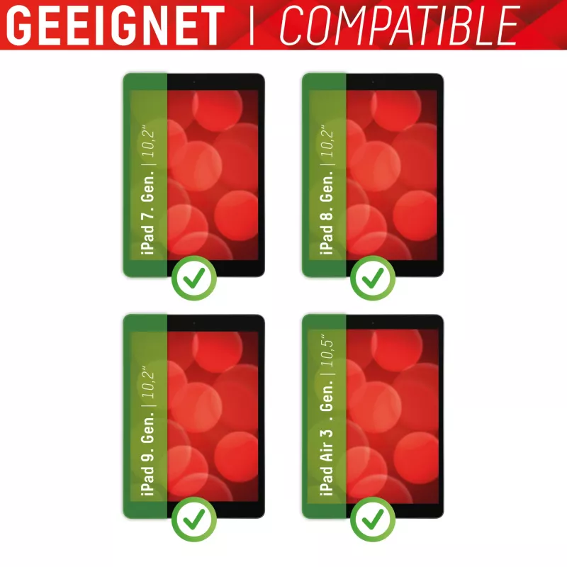 Displex Tablet Glass (9H) für Apple iPad (7./8./9. Gen.)/Air (3. Gen.), Eco-Montagerahmen, unzerbrechlich, ultradünn, unsichtbar