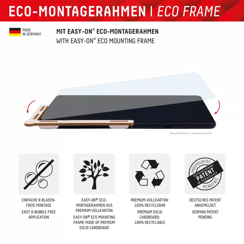 Displex Tablet Glass (9H) für Samsung Galaxy Tab S7/S8/S9/S9 FE/S10 FE/S10 Lite, Eco Montagerahmen, unzerbrechlich