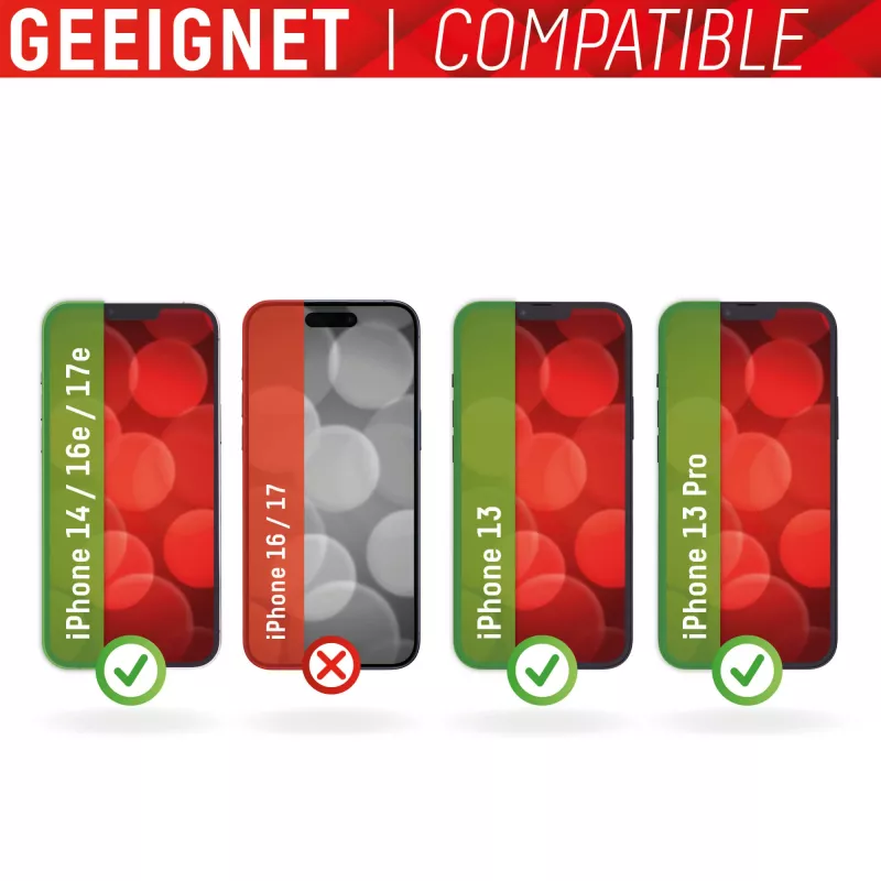 Displex Smart Glass (9H) für Apple iPhone 13/13 Pro/14/16e/17e, Montageaufkleber, unzerbrechlich