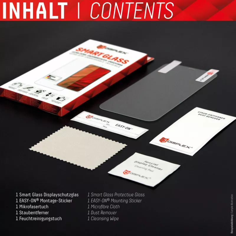 Displex Smart Glass (9H) für Apple iPhone 13/13 Pro/14/16e/17e, Montageaufkleber, unzerbrechlich