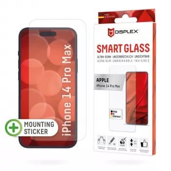 Displex Smart Glass (9H) für Apple iPhone 14 Pro Max, Montageaufkleber, unzerbrechlich, ultradünn, unsichtbar