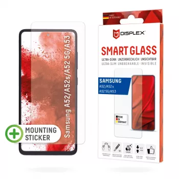 Displex Smart Glass (9H) für Samsung Galaxy A52/A52(s) 5G/A53 5G, Montageaufkleber, unzerbrechlich, ultradünn, unsichtbar