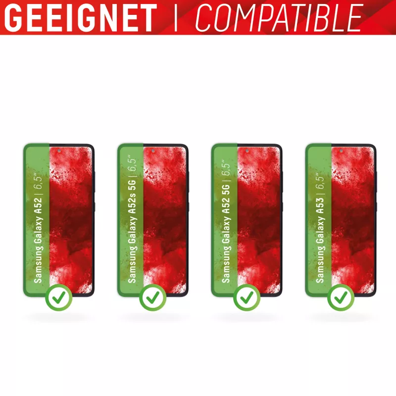 Displex Smart Glass (9H) für Samsung Galaxy A52/A52(s) 5G/A53 5G, Montageaufkleber, unzerbrechlich, ultradünn, unsichtbar
