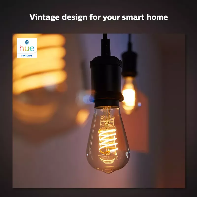 Smarte Glühbirne Philips ST64 Edison E27 Bluetooth/Zigbee, 7 W, transparent, 60×135 mm