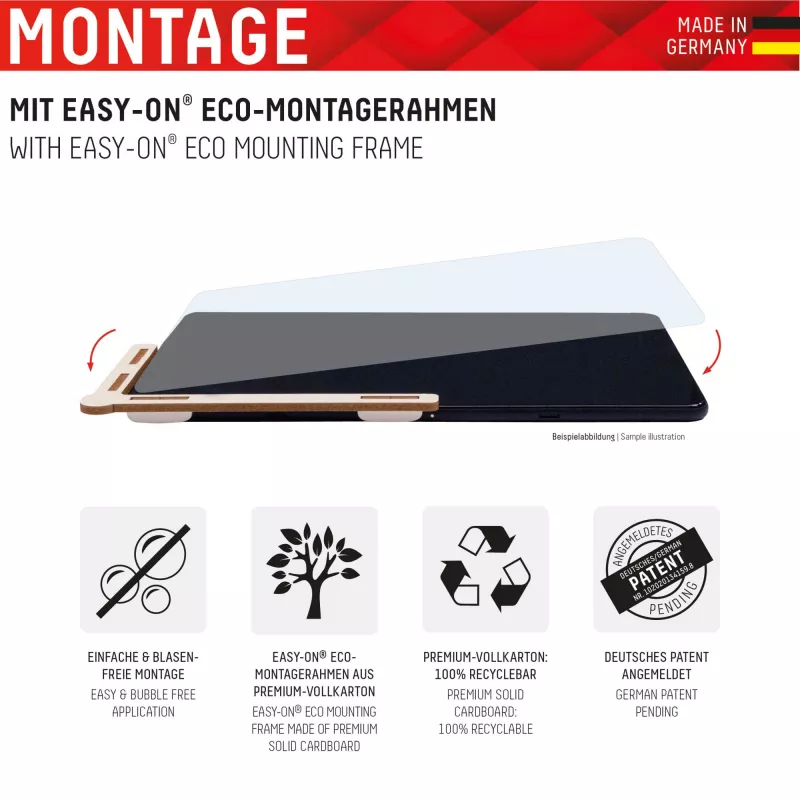 Displex Tablet Glass (9H) für Apple iPad 10,9 Zoll (10. Gen., 2022)/11 Zoll (2025), Eco Montagerahmen, unzerbrechlich