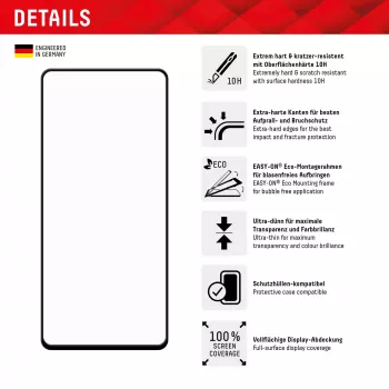 Displex Full Cover Screen Protector (10H) für Samsung Galaxy A54 5G, Eco-Montagerahmen, Full Cover