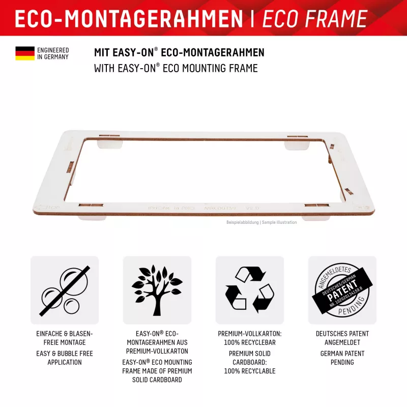 Displex Privacy Screen Protector (10H) für Apple iPhone 15/15 Pro, Eco-Montagerahmen, Privacy Filter