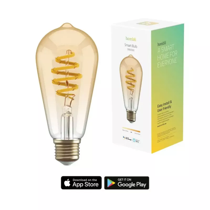 Intelligente Glühbirne Hombli HBEB-0212 Wi‑Fi 5,5 W, gold, Energieeffizienzklasse A–G, Ø61×142 mm