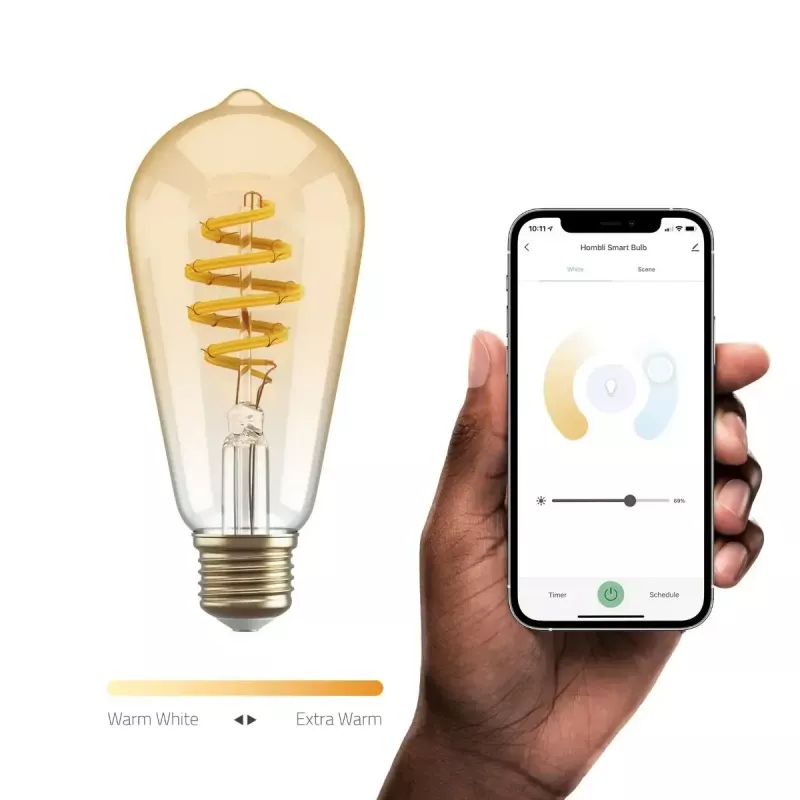 Intelligente Glühbirne Hombli HBEB-0212 Wi‑Fi 5,5 W, gold, Energieeffizienzklasse A–G, Ø61×142 mm