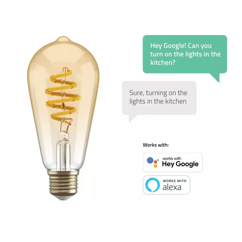 Intelligente Glühbirne Hombli HBEB-0212 Wi‑Fi 5,5 W, gold, Energieeffizienzklasse A–G, Ø61×142 mm