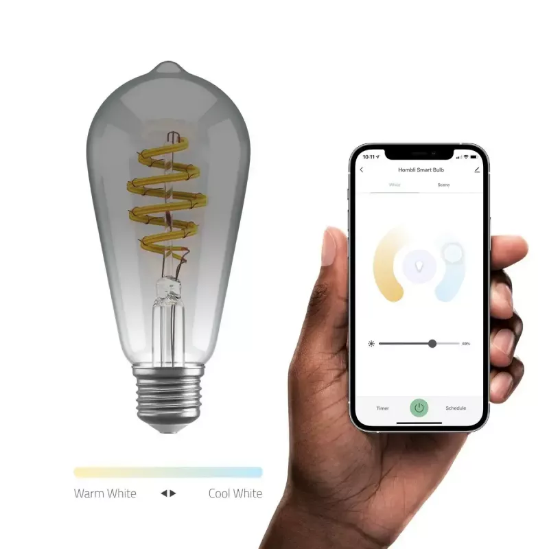 Intelligente Glühbirne Avanca International BV Hombli HBEB-0211, Wi‑Fi, 5,5 W, grau, A19 (6,1×14,2 cm)