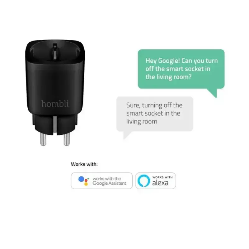 Intelligente Steckdose Avanca International BV Hombli Smart Socket EU Schwarz – Wi‑Fi, 220–250 V, 3,68 kW, innen, Kunststoff
