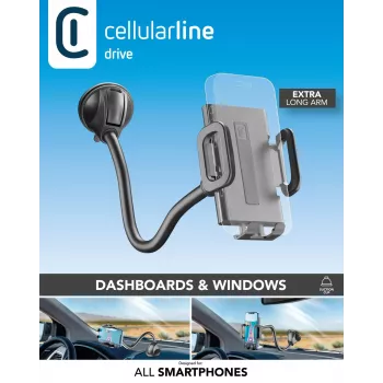 Sourcing Cellularline Hug Flexi XL universelle Saugnapf-Passivhalterung für Mobiltelefone, schwarz/grau