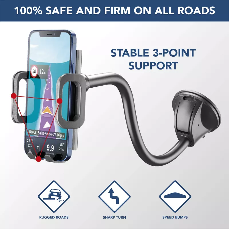 Sourcing Cellularline Hug Flexi XL universelle Saugnapf-Passivhalterung für Mobiltelefone, schwarz/grau