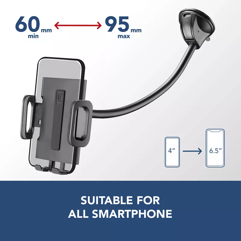 Sourcing Cellularline Hug Flexi XL universelle Saugnapf-Passivhalterung für Mobiltelefone, schwarz/grau