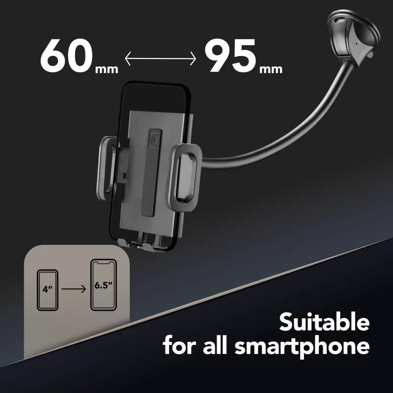 Sourcing Cellularline Hug Flexi XL universelle Saugnapf-Passivhalterung für Mobiltelefone, schwarz/grau