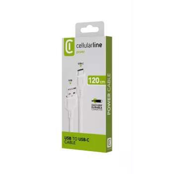 Stromkabel Cellularline 120 cm USB-C USB-A Stecker Weiß