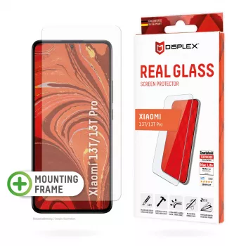 Displex Displayschutzglas (10H) für Xiaomi 13/13T Pro, Eco-Montagerahmen, kratzfest