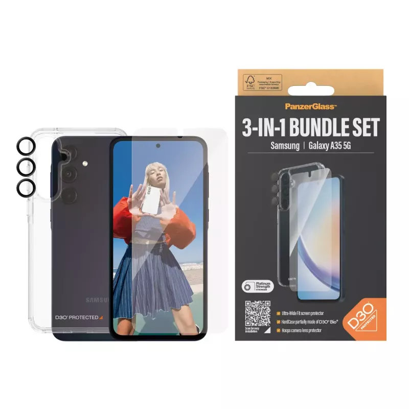PanzerGlass ® 3-in-1 Schutzpaket Samsung Galaxy A35 5G | Ultra-Wide Fit mit EasyAligner