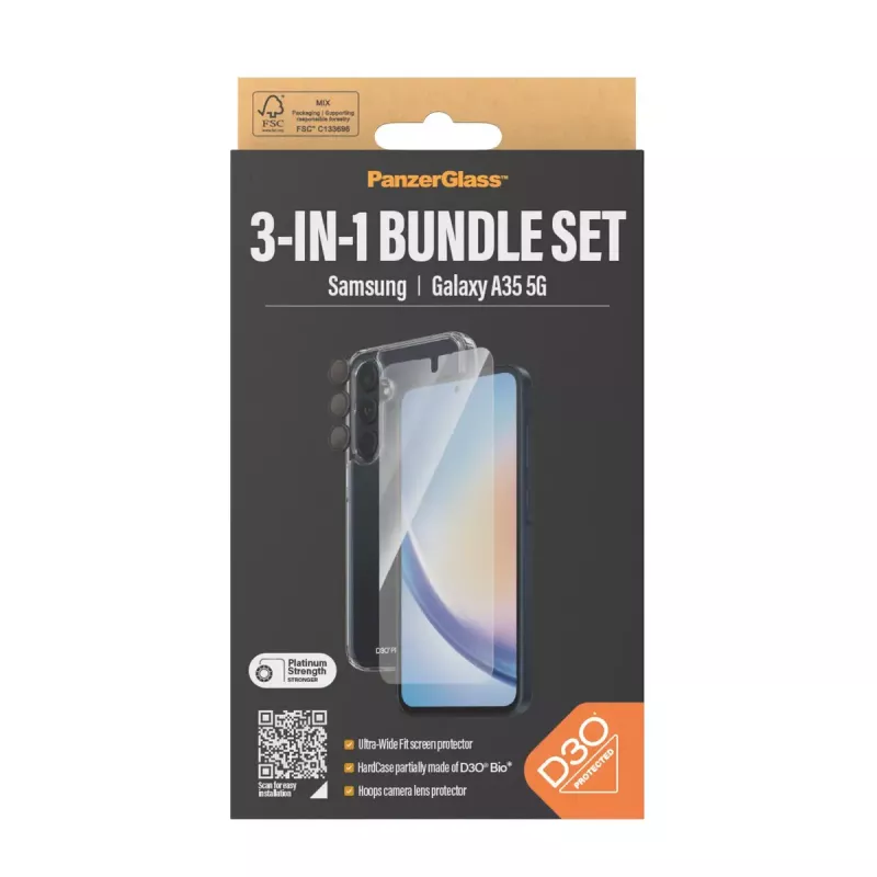 PanzerGlass ® 3-in-1 Schutzpaket Samsung Galaxy A35 5G | Ultra-Wide Fit mit EasyAligner