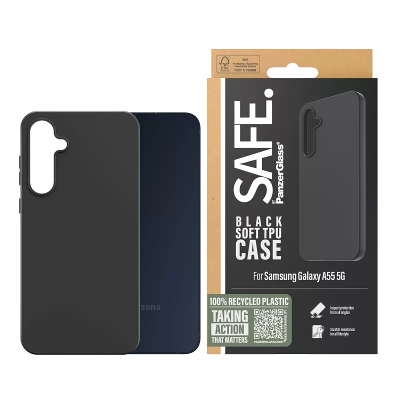 PanzerGlass SAFE. by ® TPU Hülle Samsung Galaxy A55 5G | Schwarz