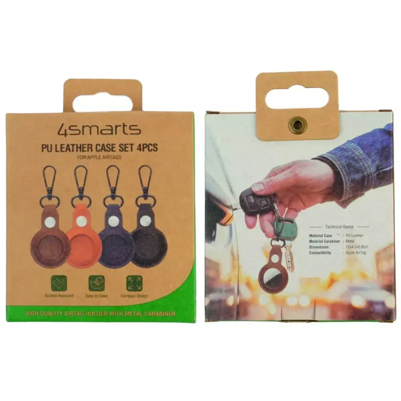 Schlüsselanhänger 4smarts 540567 sortierte Farben PU-Leder Metall 4 Stück