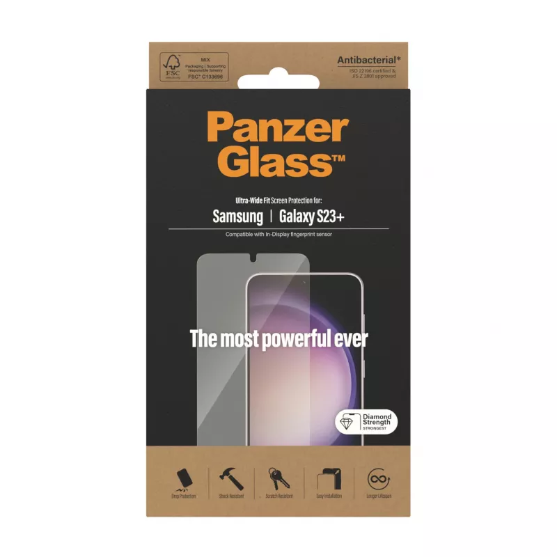 Screen Protector PanzerGlass Samsung Galaxy S23 Plus Ultra-Wide Fit kratzfest stoßfest