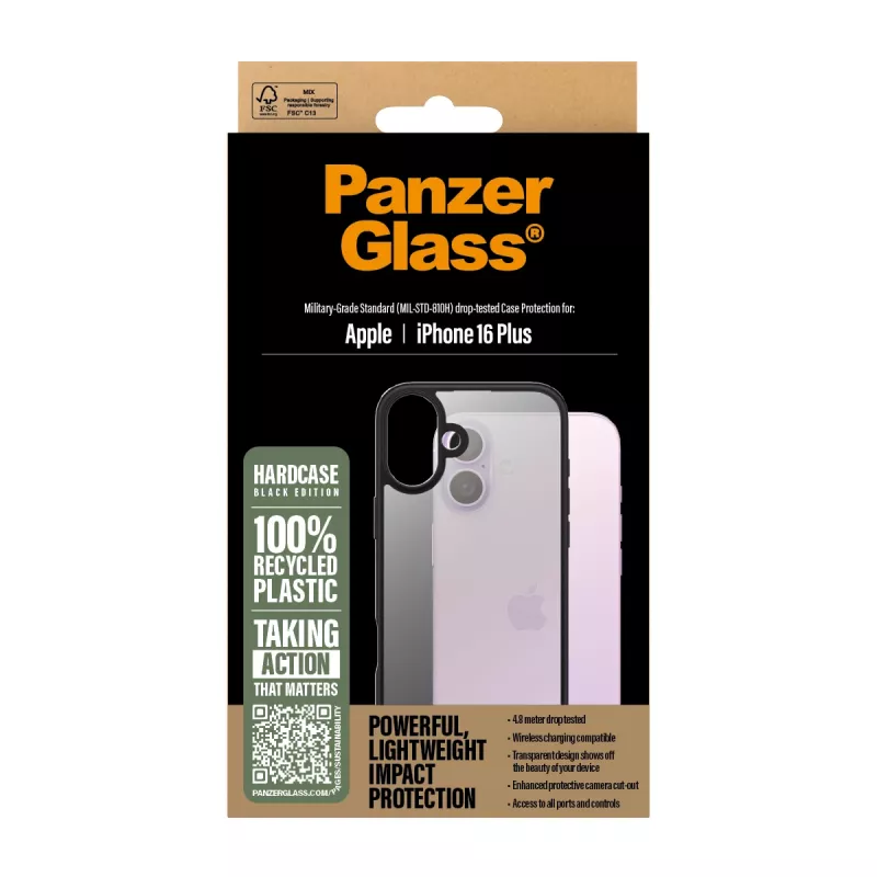 Cover PanzerGlass HardCase Schwarz iPhone '24 6,7 Zoll Transparent