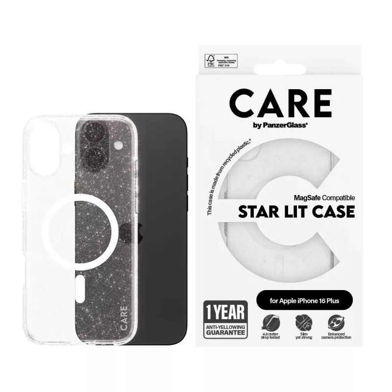 PanzerGlass CARE™ by ® Urban Combat Case Star Lit mit weißem MagSafe iPhone 16 Plus