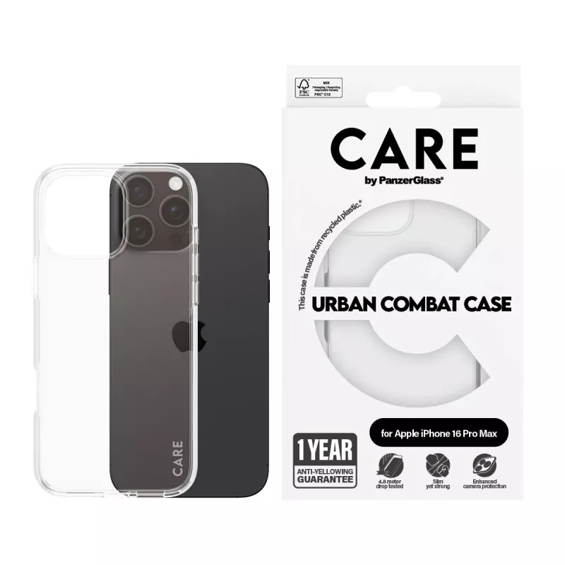 Cover PanzerGlass CARE by ® Flagship Hülle Transparent Urban Combat iPhone '24 6,9 Zoll Pro