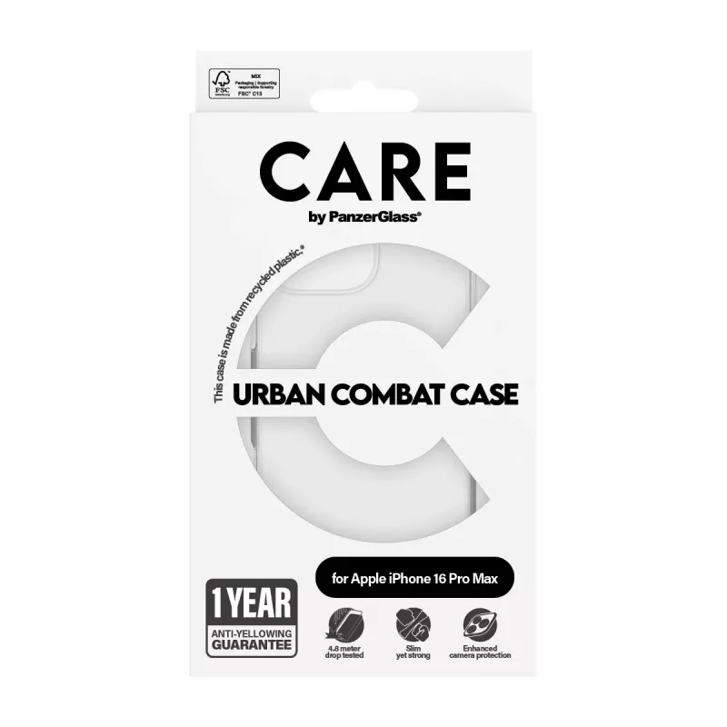 Cover PanzerGlass CARE by ® Flagship Hülle Transparent Urban Combat iPhone '24 6,9 Zoll Pro