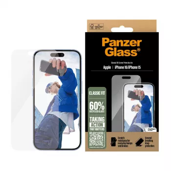 PanzerGlass® Displayschutz iPhone 16 | 15 | Classic Fit
