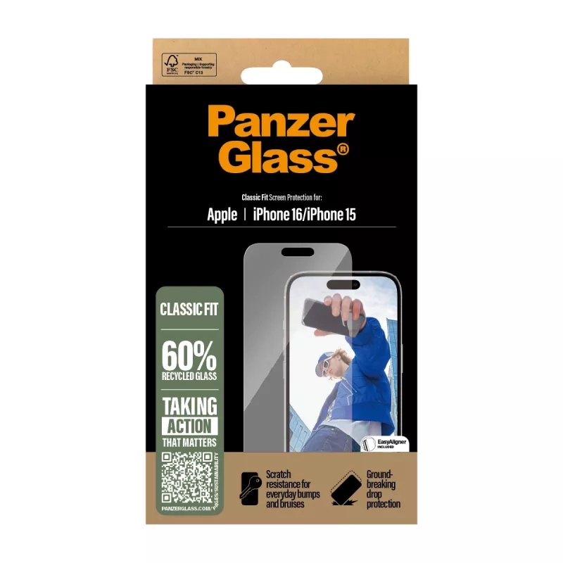PanzerGlass® Displayschutz iPhone 16 | 15 | Classic Fit