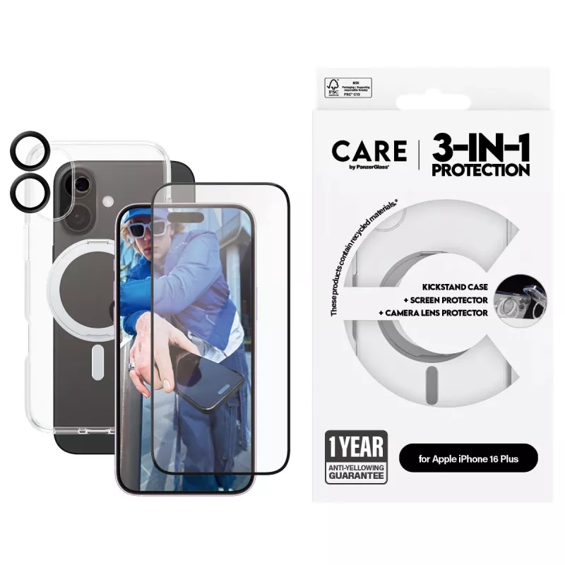 PanzerGlass CARE by ® Feature 3-in-1 Keramik-Bundle iPhone 16 Plus