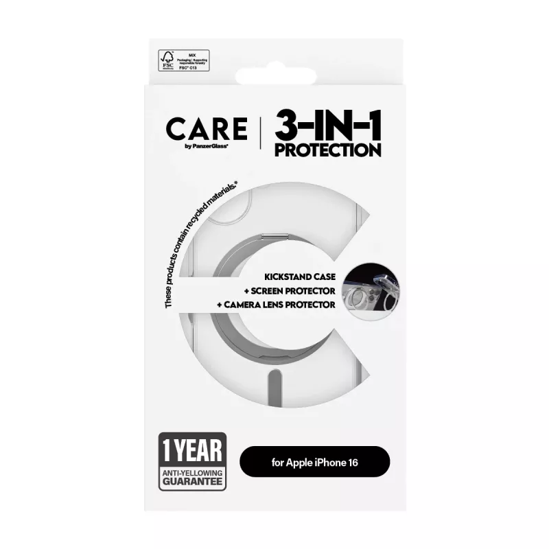 PanzerGlass CARE by ® Feature 3-in-1 Ceramic Bundle iPhone 16