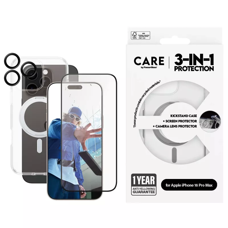 PanzerGlass CARE by ® Feature 3-in-1 Keramik-Bundle iPhone 16 Pro Max