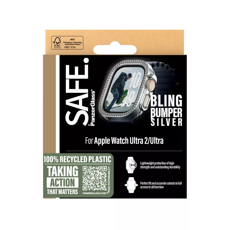 PanzerGlass SAFE. by ® Bling Bumper Silber Apple Watch Ultra 3 | Ultra 2 | Ultra | 49mm