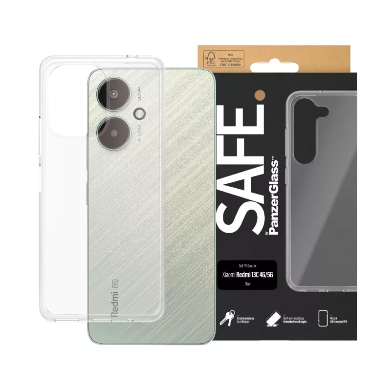 PanzerGlass SAFE. By ® TPU-Hülle Transparent für Xiaomi Redmi 13C
