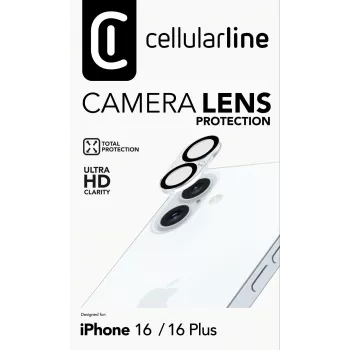 Cellularline Kameraobjektiv - iPhone 16 Schutz Transparent Kratzfest Stoßfest