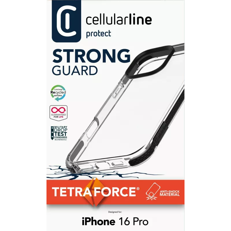 Cover Cellularline TETRACIPH16PROT für iPhone 16 Pro 6,3 Zoll Schwarz