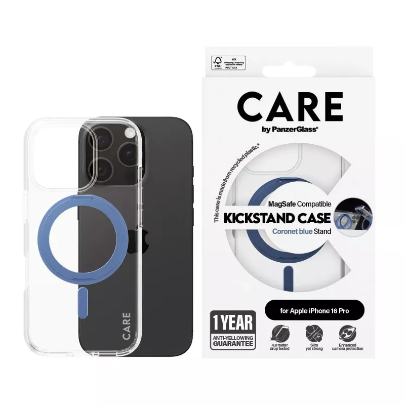 Cover PanzerGlass 1317 Handyhülle Blau Transparent für iPhone 16 Pro 6,3 Zoll
