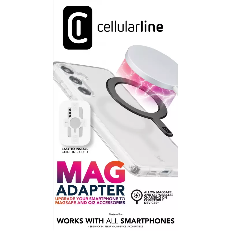 Cellularline Mag Adapter Magnetischer Klebering für Smartphones, MagSafe-Ökosystem-Enabler