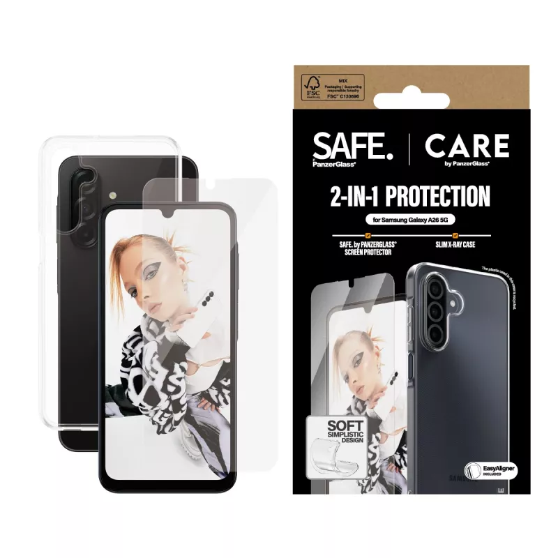 PanzerGlass CARE™ by ® 2-in-1 Bundle Samsung Galaxy A26 5G, Samsung, Samsung - Galaxy A26 5G, Trockenanbringung, Kratzfest, Stoßfest, Transparent, 1 Stk.