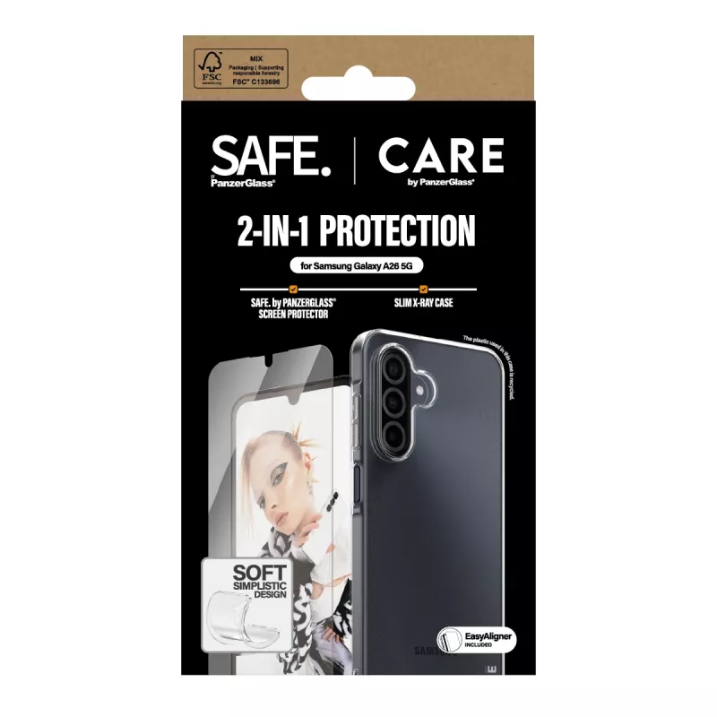 PanzerGlass CARE™ by ® 2-in-1 Bundle Samsung Galaxy A26 5G, Samsung, Samsung - Galaxy A26 5G, Trockenanbringung, Kratzfest, Stoßfest, Transparent, 1 Stk.