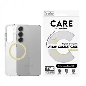 PanzerGlass CARE Urban Combat transparente Hülle Chardonnay Qi Samsung Galaxy S25+