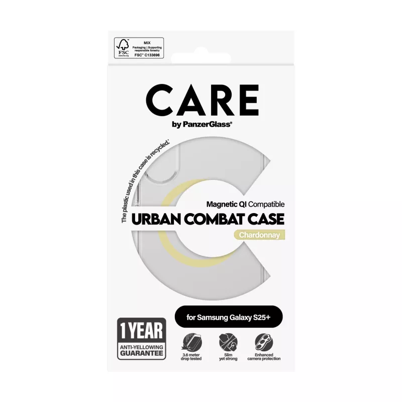 PanzerGlass CARE Urban Combat transparente Hülle Chardonnay Qi Samsung Galaxy S25+