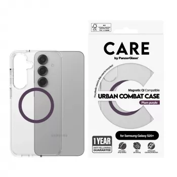 PanzerGlass CARE Urban Combat transparente Hülle Plum Purple Qi Samsung Galaxy S25+