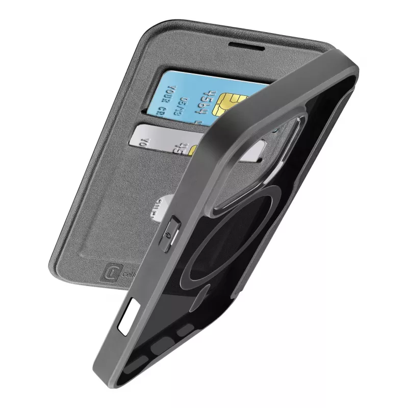 Cellularline Daily Mag - iPhone 16 Pro Max Buchhülle mit halbtransparenter Hartrückseite, kompatibel mit dem MagSafe®-Ökosystem