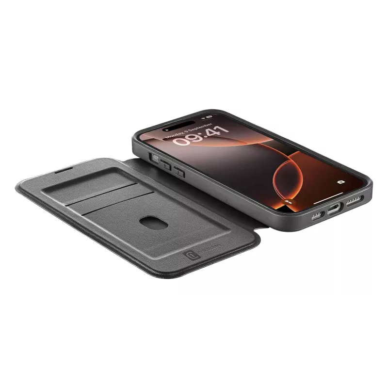 Cellularline Daily Mag - iPhone 16 Pro Max Buchhülle mit halbtransparenter Hartrückseite, kompatibel mit dem MagSafe®-Ökosystem