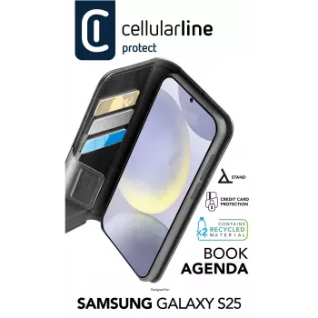 Folio-Hülle Cellularline Galaxy S25 16,1 cm Schwarz 3 Kartenfächer